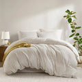 Etta Tan All Season Modern Striped 3-Piece King Duvet Set