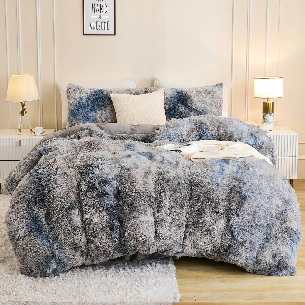 Fluffy Old Pink Comforter Set Full Size, 3 Pieces Winter Faux Fur Warm Soft Fuzzy Plush Bedding Comforter Set (1 Velvet Comforter & 2 Pillowcases), Thick Heavy Comfy Comforters Bedding Set