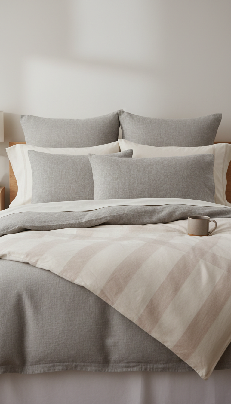 Pebble gray pillow shams set