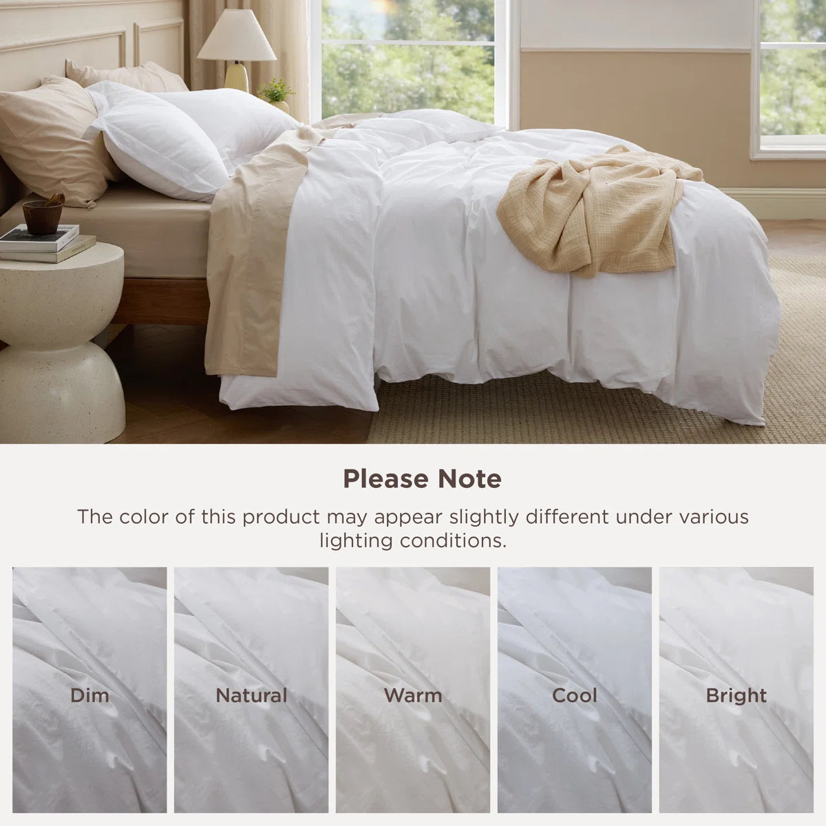 Washed Cotton Duvet Cover Queen Set - Minimalist Cotton Beding Set For All Season（set of 3）