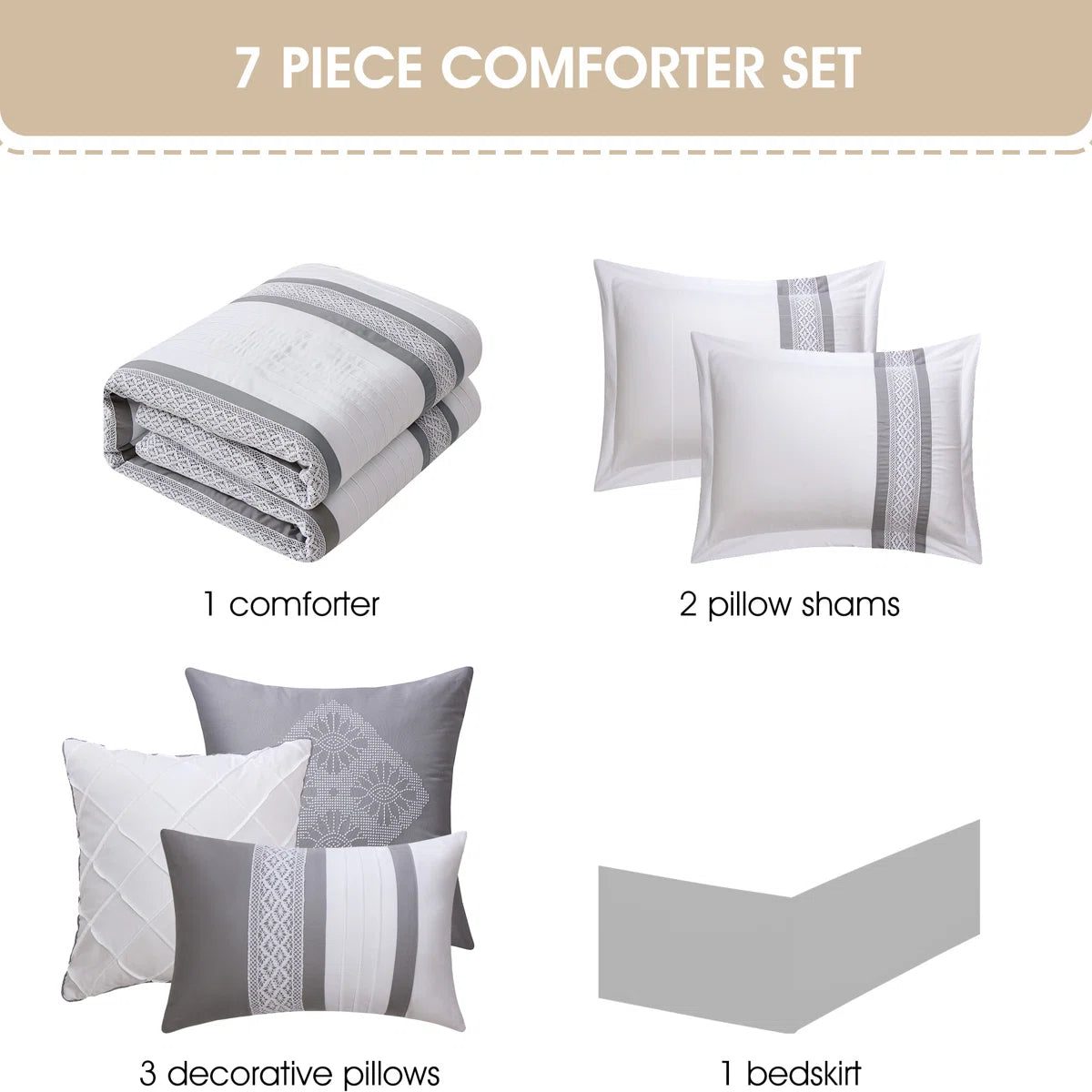 Durango 7 Piece Striped & Soft Comforter Set