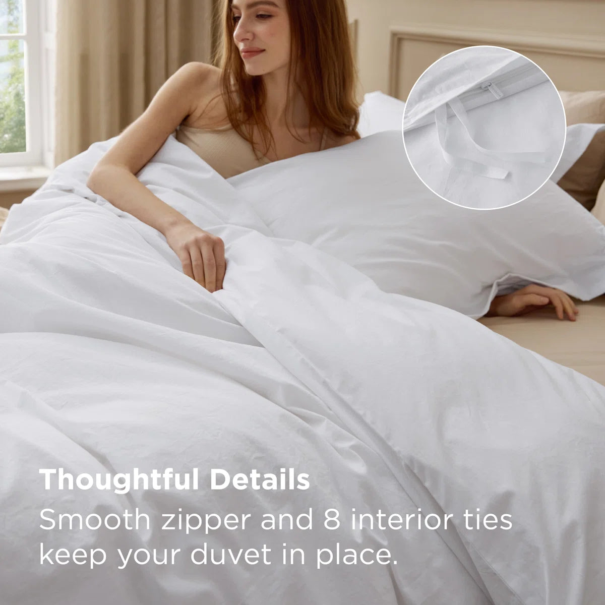 Washed Cotton Duvet Cover Queen Set - Minimalist Cotton Beding Set For All Season（set of 3）