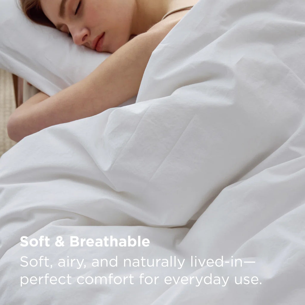 Washed Cotton Duvet Cover Queen Set - Minimalist Cotton Beding Set For All Season（set of 3）